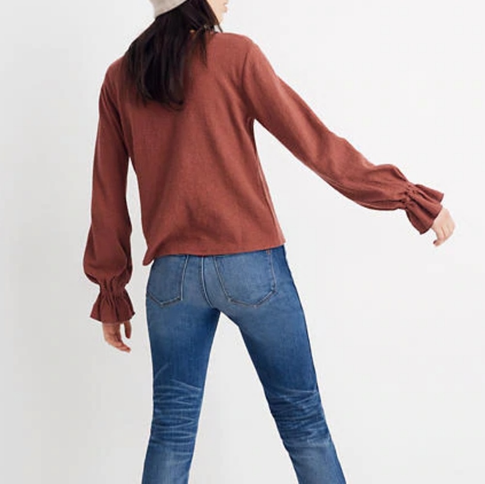 MADEWELL Texture & Thread Ruffle Cuff Top Size XS - Picture 1 of 8